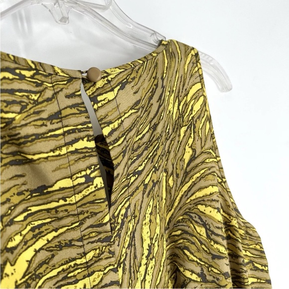 Tibi Silk Dress Womens Size 6 Yellow Abstract Animal Print Sleeveless Shift - Picture 6 of 12